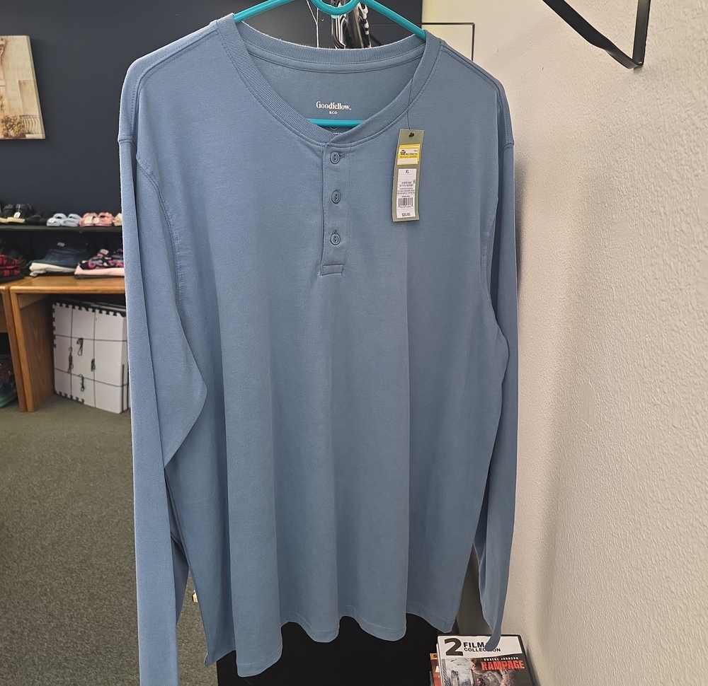 Goodfellow & Co Men’s Long-Sleeve Henley - Dusty Blue